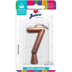 Vela Aniversário Metalizada Rose Gold Nº 7 Junco