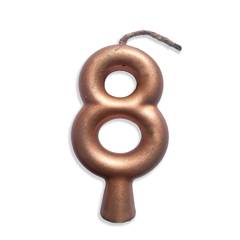 Vela Aniversário Metalizada Rose Gold Nº 8 Junco