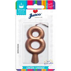 Vela Aniversário Metalizada Rose Gold Nº 8 Junco