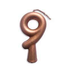 Vela Aniversário Metalizada Rose Gold Nº 9 Junco