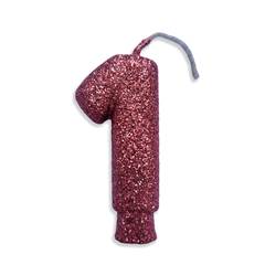 Vela Aniversário Live Colors Com Gliter Rose Gold  Nº 1 Junco