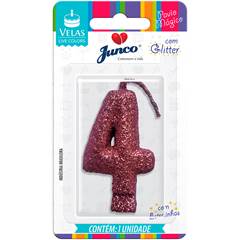 Vela Aniversário Live Colors Com Gliter Rose Gold  Nº 4 Junco