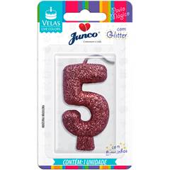 Vela Aniversário Live Colors Com Gliter Rose Gold  Nº 5 Junco