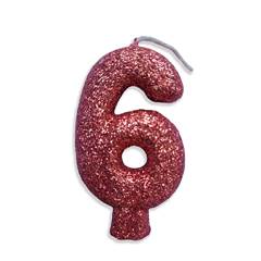 Vela Aniversário Live Colors Com Gliter Rose Gold  Nº 6 Junco