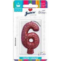 Vela Aniversário Live Colors Com Gliter Rose Gold  Nº 6 Junco