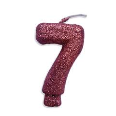 Vela Aniversário Live Colors Com Gliter Rose Gold  Nº 7 Junco