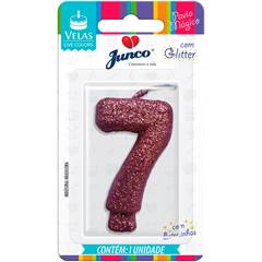 Vela Aniversário Live Colors Com Gliter Rose Gold  Nº 7 Junco