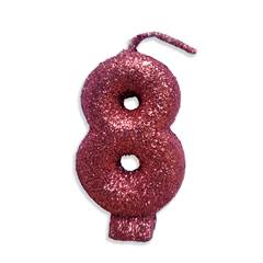 Vela Aniversário Live Colors Com Gliter Rose Gold  Nº 8 Junco