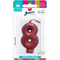 Vela Aniversário Live Colors Com Gliter Rose Gold  Nº 8 Junco