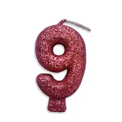 Vela Aniversário Live Colors Com Gliter Rose Gold  Nº 9 Junco
