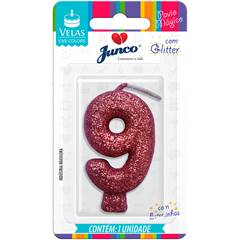 Vela Aniversário Live Colors Com Gliter Rose Gold  Nº 9 Junco