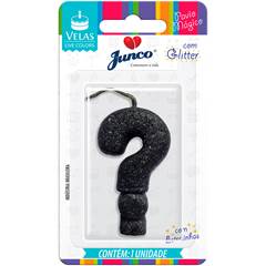 Vela Aniversário Live Colors com Glitter Preta Interrogação Junco