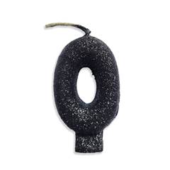 Vela Aniversário Live Colors com Glitter Preta Nº 0 Junco