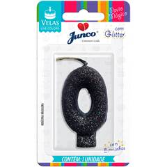Vela Aniversário Live Colors com Glitter Preta Nº 0 Junco