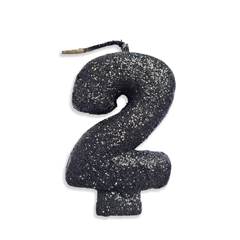 Vela Aniversário Live Colors com Glitter Preta Nº 2 Junco