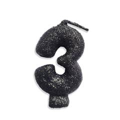 Vela Aniversário Live Colors com Glitter Preta Nº 3 Junco