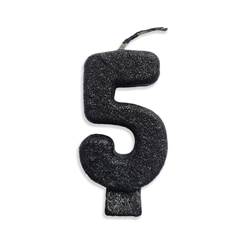 Vela Aniversário Live Colors com Glitter Preta Nº 5 Junco