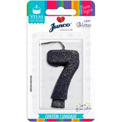 Vela Aniversário Live Colors com Glitter Preta Nº 7 Junco