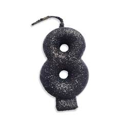 Vela Aniversário Live Colors com Glitter Preta Nº 8 Junco