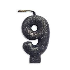 Vela Aniversário Live Colors com Glitter Preta Nº 9 Junco