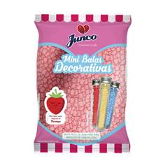 Mini Bala para Aniversário sabor Morango Junco 400g