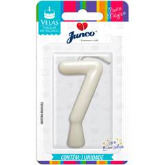 Vela Aniversário Metalizada Branco Perolado  Nº 7 Junco