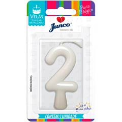 Vela Aniversário Metalizada Branco Perolado  Nº 3 Junco