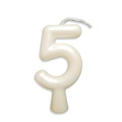 Vela Aniversário Metalizada Branco Perolado  Nº 5 Junco