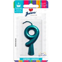 Vela Aniversário Metalizada Tiffany  Nº 9 Junco