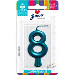 Vela Aniversário Metalizada Tiffany  Nº 8 Junco