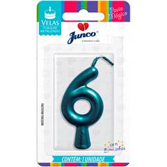 Vela Aniversário Metalizada Tiffany  Nº 6 Junco