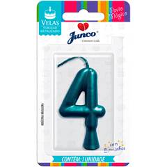 Vela Aniversário Metalizada Tiffany  Nº 4 Junco