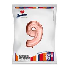 Balão Metalizado  Rose Gold Nº 9 Junco - 16