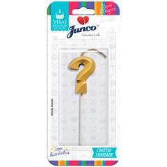 Vela Aniversário No Palito Metalizada Dourado Interrogação Junco