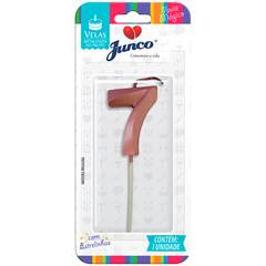 Vela Aniversário No Palito Metalizada Rose Gold  Nº 7 Junco