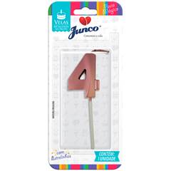 Vela Aniversário No Palito Metalizada Rose Gold  Nº 4 Junco
