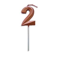 Vela Aniversário No Palito Metalizada Rose Gold  Nº 2 Junco