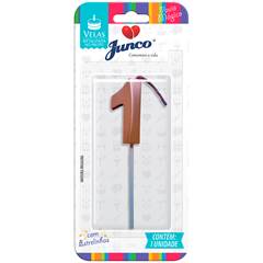 Vela Aniversário No Palito Metalizada Rose Gold  Nº 1 Junco