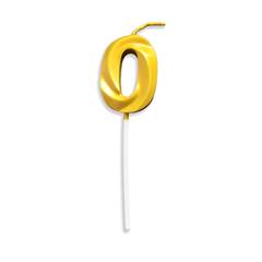 Vela Aniversário No Palito Metalizada Dourada Nº 0 Junco