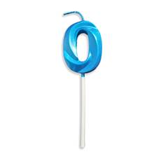 Vela Aniversário No Palito Metalizada Azul Nº 0 Junco