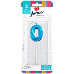 Vela Aniversário No Palito Metalizada Azul Nº 0 Junco