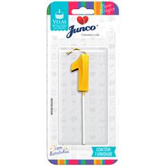 Vela Aniversário No Palito Metalizada Dourada Nº 1 Junco