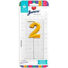 Vela Aniversário No Palito Metalizada Dourada Nº 2 Junco