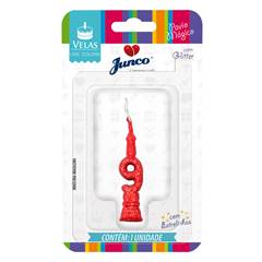 Vela Aniversário Mini Glitter Vermelha Nº 9 Junco