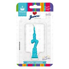 Vela Aniversário Mini Glitter Azul Tiffany Nº 7 Junco