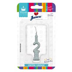 Vela Aniversário Mini Glitter Prata Nº 2 Junco