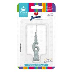 Vela Aniversário Mini Glitter Prata Nº 6 Junco