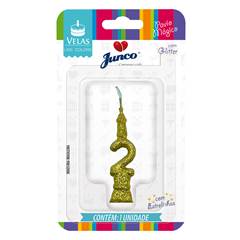 Vela Aniversário Mini Glitter Dourada Nº 2 Junco