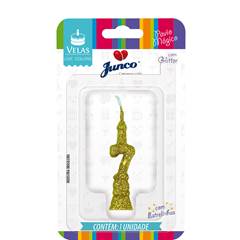 Vela Aniversário Mini Glitter Dourada Nº 7 Junco