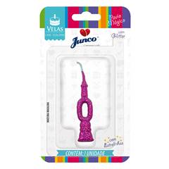 Vela Aniversário Mini Glitter Pink Nº 0 Junco